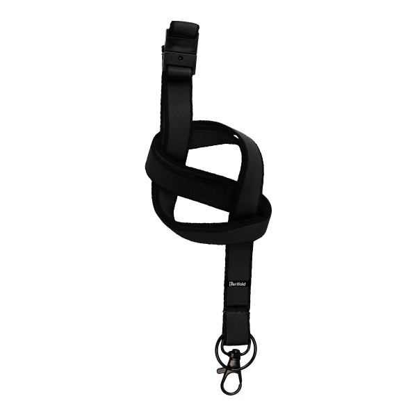 Djois páska barevná na jmenovku s bezpečnostní pojistkou, karabinka, kroužek na klíče, černá, 10 ks