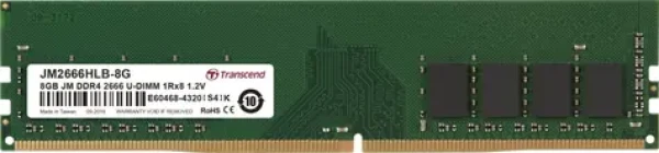 Transcend 8GB (1x8GB) 2666MHz / U-DIMM / DDR4 / CL19 / 1.2V / 1Rx16 (JM2666HLG-8G)