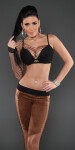 Sexy kalhoty s cvočky a zipy 21851 - KouCla černo-hnědá S