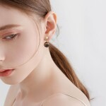 Náušnice s 12 mm tygřím okem Rhianna - stříbrné zapínání, Hnědá