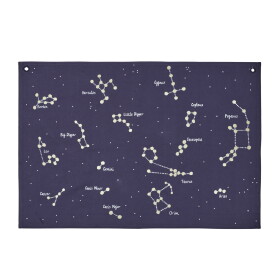 Ferm Living Nástěnná textilní mapa souhvězdí Constellation Dark Blue, modrá barva, textil