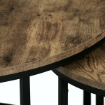 Set 2 ks stolků, MDF deska, dekor staré dřevo, kovová podnož, černý lak