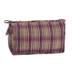 MADAM STOLTZ Prošívaná kosmetická taška Brown / boysenberry / black, fialová barva, textil