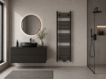 CERANO - Koupelnový radiátor Benito - středové připojení 50mm/boční - 583 W - černá matná - 1500x450 mm CER-612177