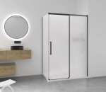 CERANO - Sprchový kout Lantono - pravá - 8 mm - Soft-Close - černá matná, mléčné sklo - 160x70 - posuvný CER-665500