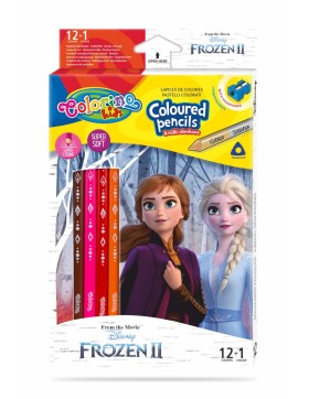 Colorino, 91000PTR, Frozen/Ledové království, sada trojhranných pastelek, 12+1 ks