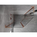 MEXEN/S - Mist Lsprchový kout pětiboký křídlový asymetrický 90x80, transparent, měď kartáčovaná 8A8L-090-080-65-00