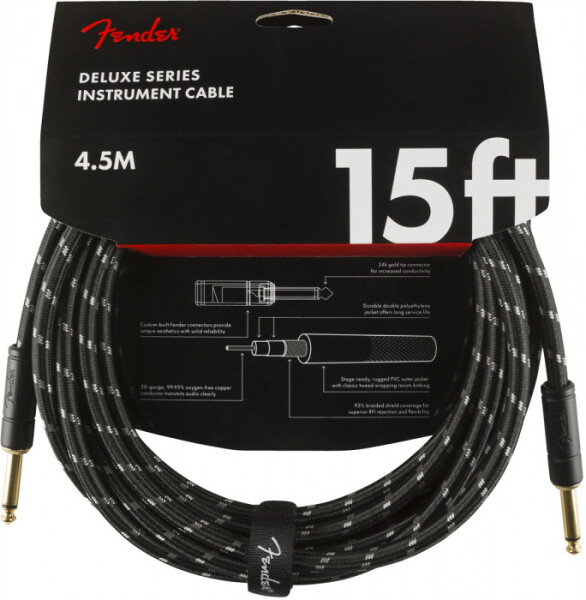 Fender Deluxe Series 15 Instrument Cable Black Tweed