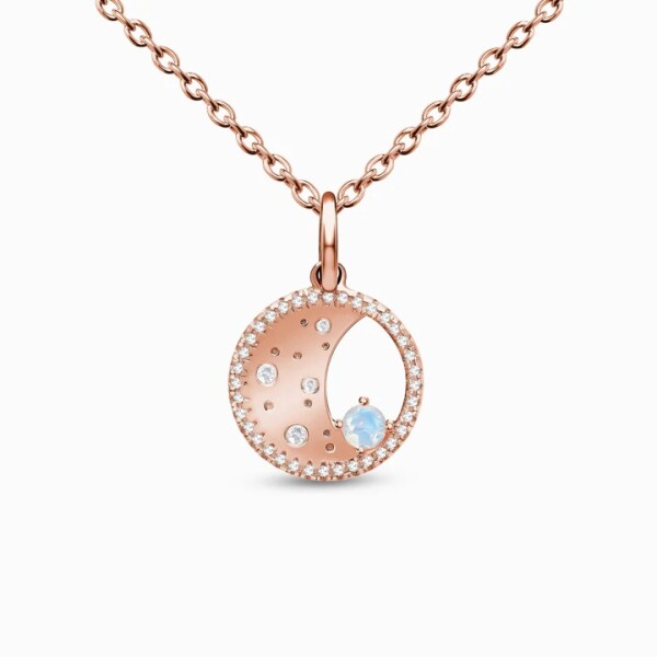 Royal Fashion náhrdelník 14k zlato Vermeil GU-DR22121N-ROSEGOLD-MOONSTONE