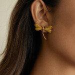 ELENYS Golden Dragonfly – pozlacené náušnice 18K žluté zlato