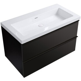 CERANO - Koupelnová skříňka Velora - černá matná, úchytka černá + umyvadlo z lit. mramoru Ovo - bílá lesklá - 100,5x58x46,5 CER-979999