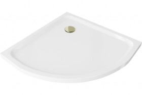 MEXEN/S - Flat sprchová vanička čtvrtkruhová slim 100 x 100, bílá + zlatý sifon 41101010G