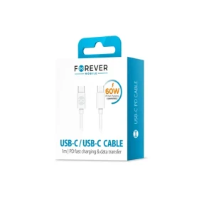 Forever Datový kabel USB-C (M) - USB-C (M) 1m bílá / 3A (DATUSBC3A1MFOWH)