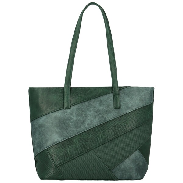 Módní dámská koženková kabelka na rameno Avery, tmavě zelená