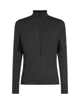 Pánská merino mikina ICEBREAKER Mens 200 Realfleece Descender LS Half Zip, Jet Heather/Black/Cb velikost: L