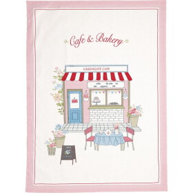 GREEN GATE Bavlněná utěrka Josefina Cafe White, růžová barva, textil