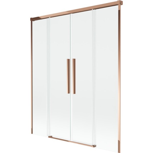 MEXEN/S - Rox vanová zástěna 2-křídlová posuvná 150 x 150, transparent, růžové zlato 8C9-150-002-60-00