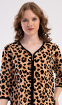 Dámské domácí šaty s tříčtvrtečním rukávem Leopard hnědá 2XL
