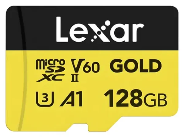 Lexar GOLD microSDXC 128 GB / V60 / U3 / A1 / Rychlost čtení až 280 MB/s / Rychlost zápisu až 100 MB/s (LMSGOLD128G-BNNNG)