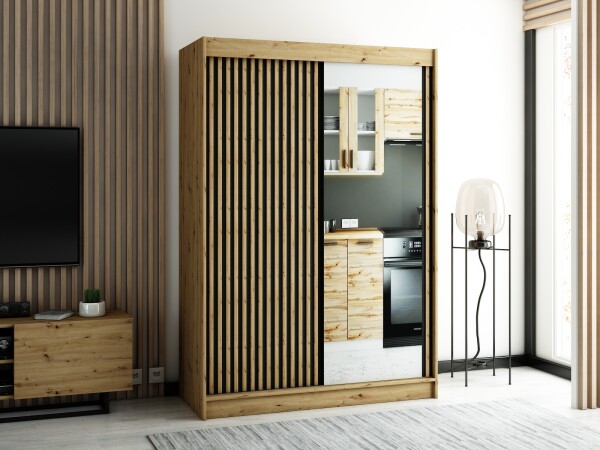 Šatní skříň Abi Lamelo 2 Barva korpusu: Dub artisan, Rozměry: 150 cm