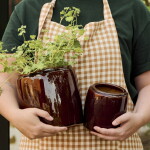 Ib Laursen Keramický obal na květináč Saigon Brown Small Větší, hnědá barva, keramika