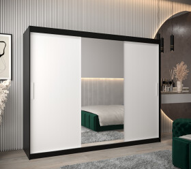 Šatní skříň Abi T1 Barva korpusu: Černá, Rozměry: 250 cm, Dveře: Bílá