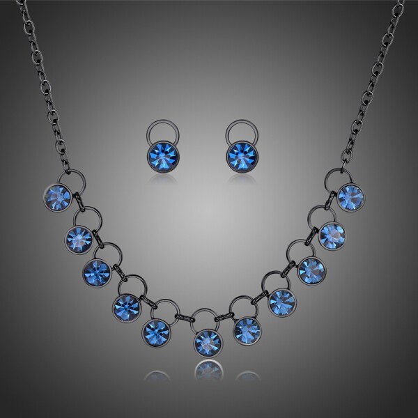 Souprava náhrdelníku a náušnic Swarovski Elements Salvia, Tmavě modrá 44 cm + 5 cm (prodloužení)