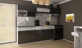 FRONTI Kuchyňská linka DOLORES 240/180 - Černý + bílý lesk