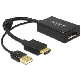 Delock 62667 HDMI / DisplayPort adaptér [1x HDMI zástrčka - 1x zásuvka DisplayPort] černá pozlacené kontakty, s feritovým jádrem 25.00 cm