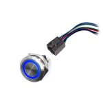 LED vodotěsný spínač 30mm s aretací - Modré podsvícení, 12 - 24V