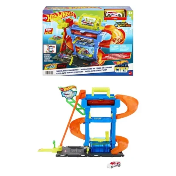 Mattel Hot Wheels City color shifters automyčka s otočným tunelem