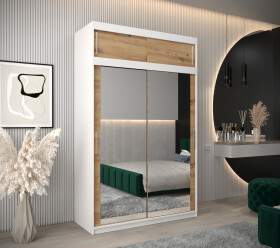 Šatní skříň Abi T3 s nástavcem Barva korpusu: Bílá, Rozměry: 150 cm, Dveře: Dub-Artisan
