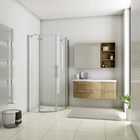 H K - Čtvrtkruhový sprchový kout MELODY S2 90x90 s dvoukřídlými dveřmi, chrom, včetně sprchové vaničky z litého mramoru MELODYS290/THOR-90Q