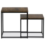 Set 2 ks odkládacích stolků, MDF, dekor divoký dub, kov, černý lak