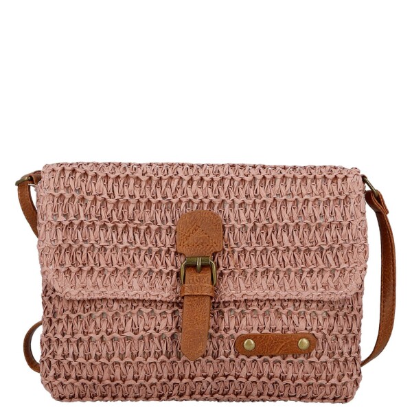 Dámská pletená crossbody kabelka Olive Boho, růžová
