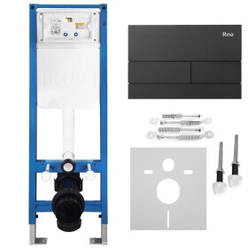 REA - Podomítkový Instalační Set Slim 024N pro WC s Tlačítkem T Black Matt KPL-E1056