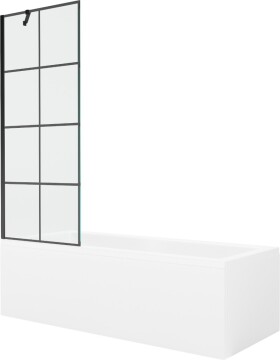 MEXEN/S - Cubik obdélníková vana 150 x 70 cm s panelem + vanová zástěna 70 cm, černá vzor 550315070X9507007077