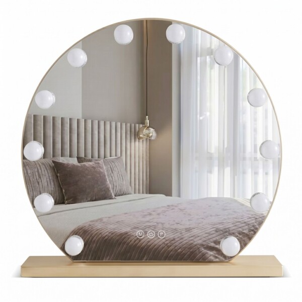 REA - Zrcadlo LED HOLLYWOOD L. Gold 50 cm HOM-01803