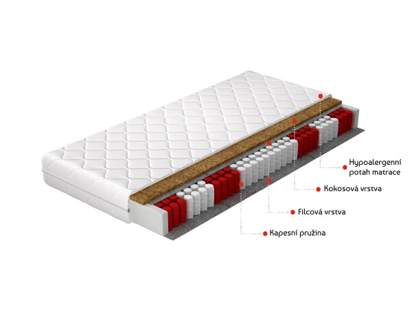 Matrace Pini Rozměr: 90 x 200 cm, Potah: Hypoalergenní potah