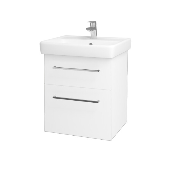 Dřevojas - Koupelnová skříňka Q MAX SZZ2 55 - N01 Bílá lesk / Úchytka T04 / M01 Bílá mat 198060E