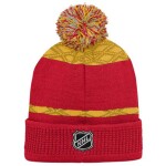 Outerstuff Dětská zimní čepice Calgary Flames NHL Puck Pattern Cuffed Pom