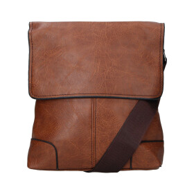 Jednoduchá koženková crossbody taška Enzo, tmavě hnědá