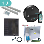 Premium sada solární ohradník - Kompletní bezpečnostní schránka + 1J RF chytrý zdroj, panel 40 W