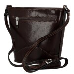 Luxusní dámská kožená crossbody kabelka Sylva, tmavě hnědá
