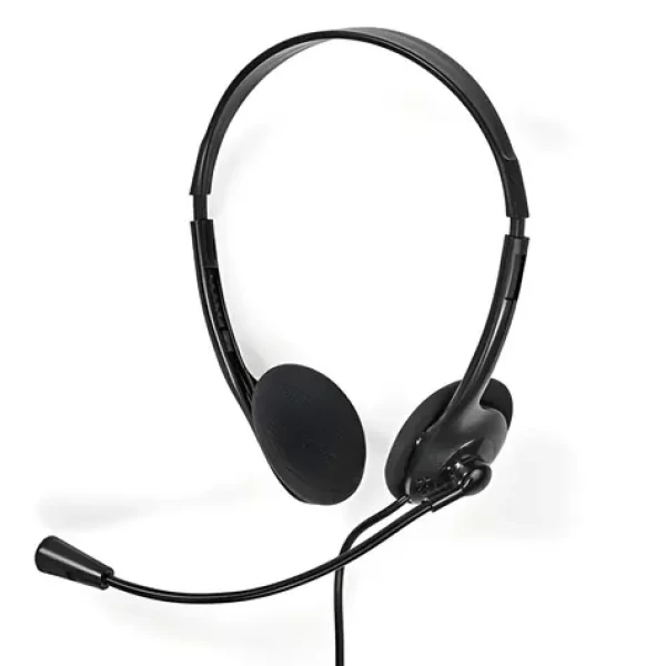 Nedis CHSTU110BK černá / Sluchátka s mikrofonem / Na uši / USB-C / USB-A adaptér / sklopný mikrofon (CHSTU110BK)