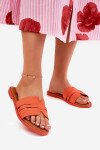 Dámské sandály na plochém podpatku s výřezy eko semišové oranžové Teterre 36