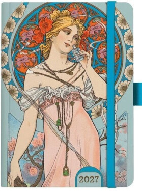 Týdenní diář A5 Alfons Mucha 2027 Modrý