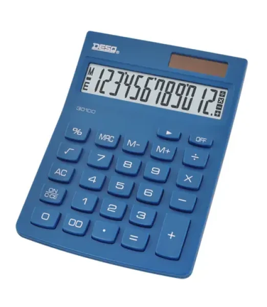 Aveli DESQ NG tmavě modrá / Stolní kalkulačka / 12místná / duální napájení (30100.06)