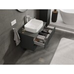 MEXEN/S - Rivel koupelnová skříňka pod umyvadlo 80 cm s deskou, 2 zásuvky, reliéf , grafit mat 91A20-08047-2-BFFC66