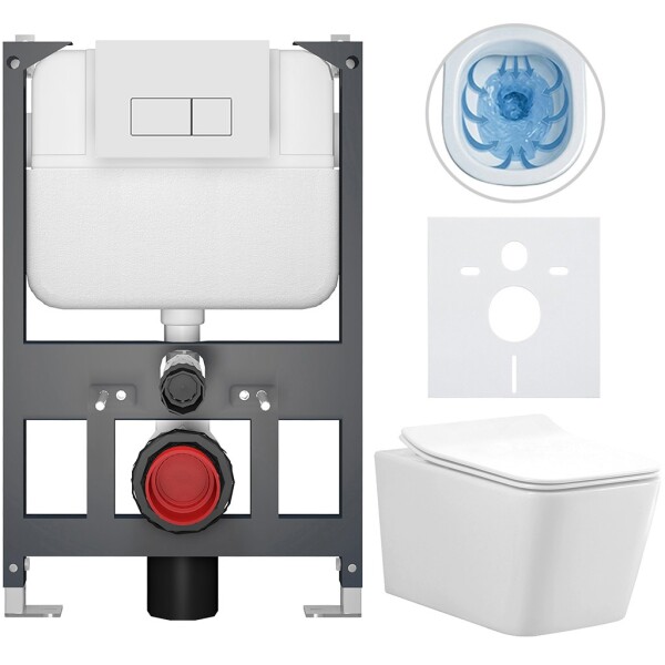 CERANO - Kompletní WC set Basic/Forte - bílá lesklá - WC tlačítko Modulo/Bílá - závěsné - nízký modul - předstěnová instalace - 51x36 CER-8050BD86139